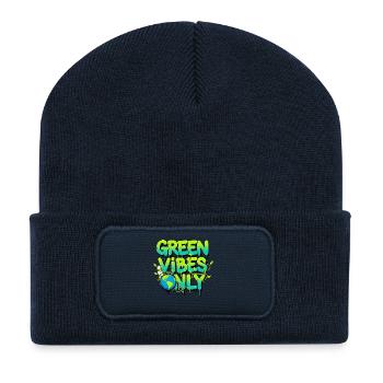 Green Vibes Only Nature Lovers Climate Gift - Recycelte Patch Beanie - French Navy - Vorne