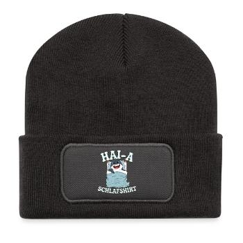 Hai-A! Funny Sleep Shirt with Shark - Recycled Patch Beanie - dark grey - Front