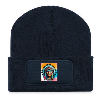 Amerikanisch, Indianer, Amerikaner - Recycelte Patch Beanie - French Navy - Vorne