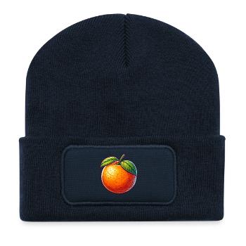 Colorful Orange Fruit Digital Art - Recycled Patch Beanie - french navy - Front