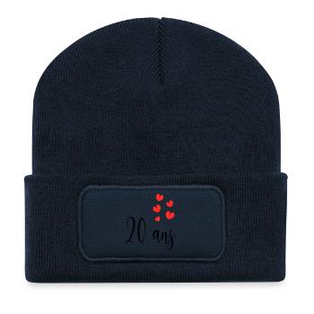20. 20e ANNIVERSAIRE. ANNIVERSAIRE 20 ANS. 20 ANS. - Beanie recyclé à patch - bleu marine - Devant