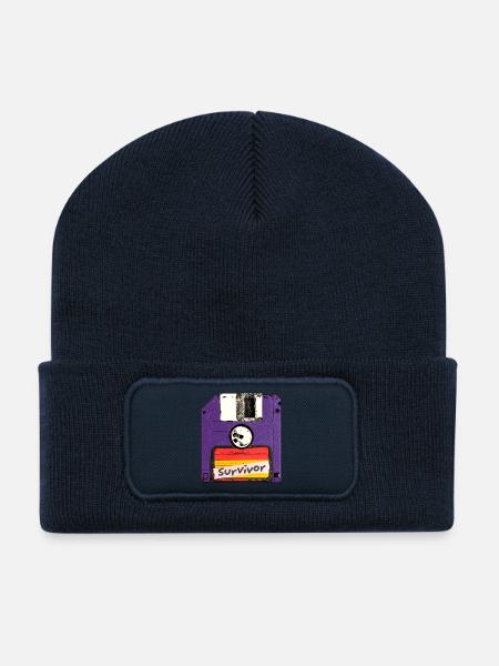 Cassette survivante - Beanie recyclé à patch - bleu marine