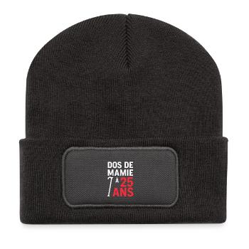Mit 25 Jahren ist Oma wieder da - Recycelte Patch Beanie - Dunkelgrau - Vorne