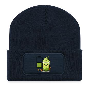 Matcha iced Latte Akku loading  - Recycelte Patch Beanie - French Navy - Vorne