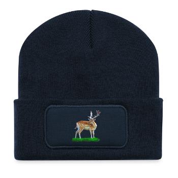 Forest deer watercolor style - Recycled Patch Beanie - french navy - Front