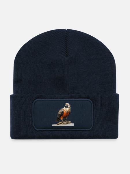 Farbenreicher Adler sitzend - Recycelte Patch Beanie - French Navy