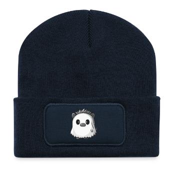 Igel Halloween Geist - Recycelte Patch Beanie - French Navy - Vorne
