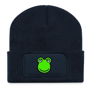 Frog Toad Smiles Funny Comic Happy Cool - Recycled Patch Beanie - french navy - Front