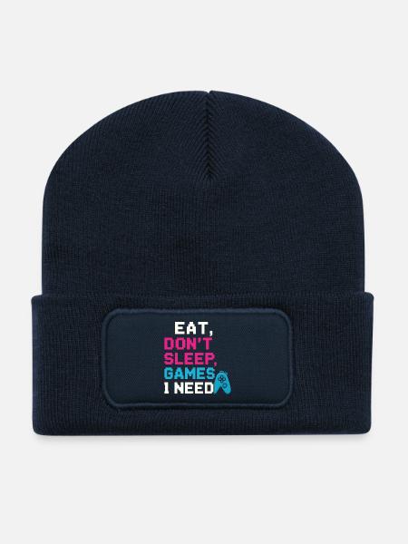Eat, Don ́t sleep, Games i need - Recycled Patch Beanie - french navy