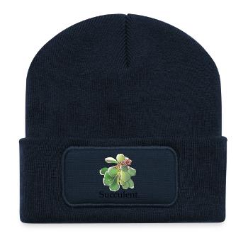 Sukkulente Blüte Aquarell - Recycelte Patch Beanie - French Navy - Vorne