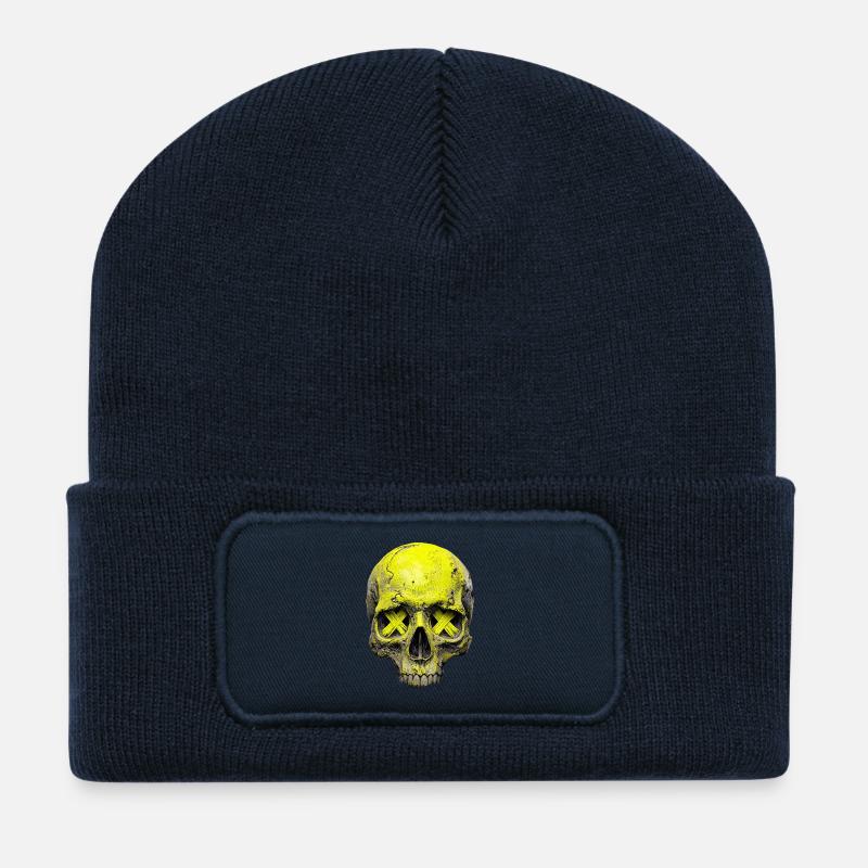 Neon X Skull - Recycled Patch Beanie - french navy
