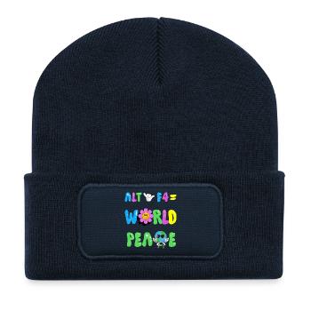 Alt F4 Welt Frieden Lustiges Spieldesign - Recycelte Patch Beanie - French Navy - Vorne