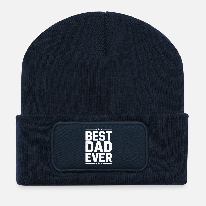 Best Dad Ever Groß Typo - Recycelte Patch Beanie - French Navy