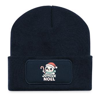 Bonhomme Noel Candy Cane - Beanie recyclé à patch - bleu marine - Devant