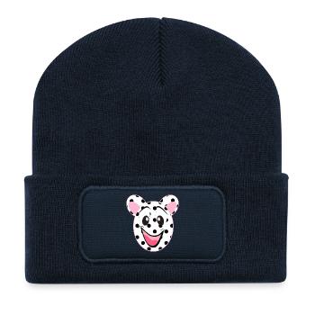 Cheerful Bear Face Cartoon - Recycled Patch Beanie - french navy - Front