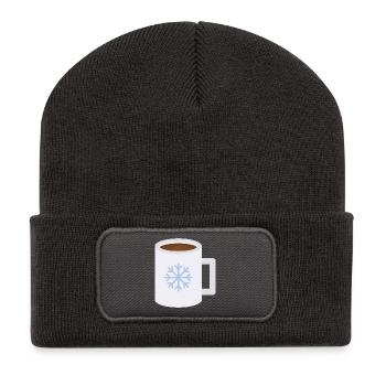 Motif de tasse en forme de flocon de neige - Beanie recyclé à patch - charbon - Devant