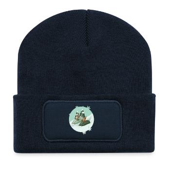 Lapin_taupe_luge - Beanie recyclé à patch - bleu marine - Devant