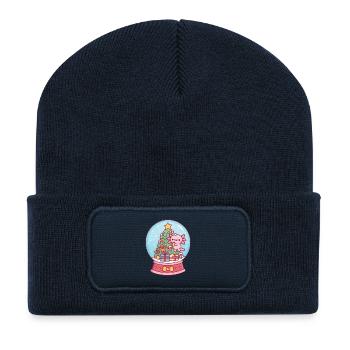Mignon Axolotl et Boule à neige Sapin de Noël Drôle - Beanie recyclé à patch - bleu marine - Devant