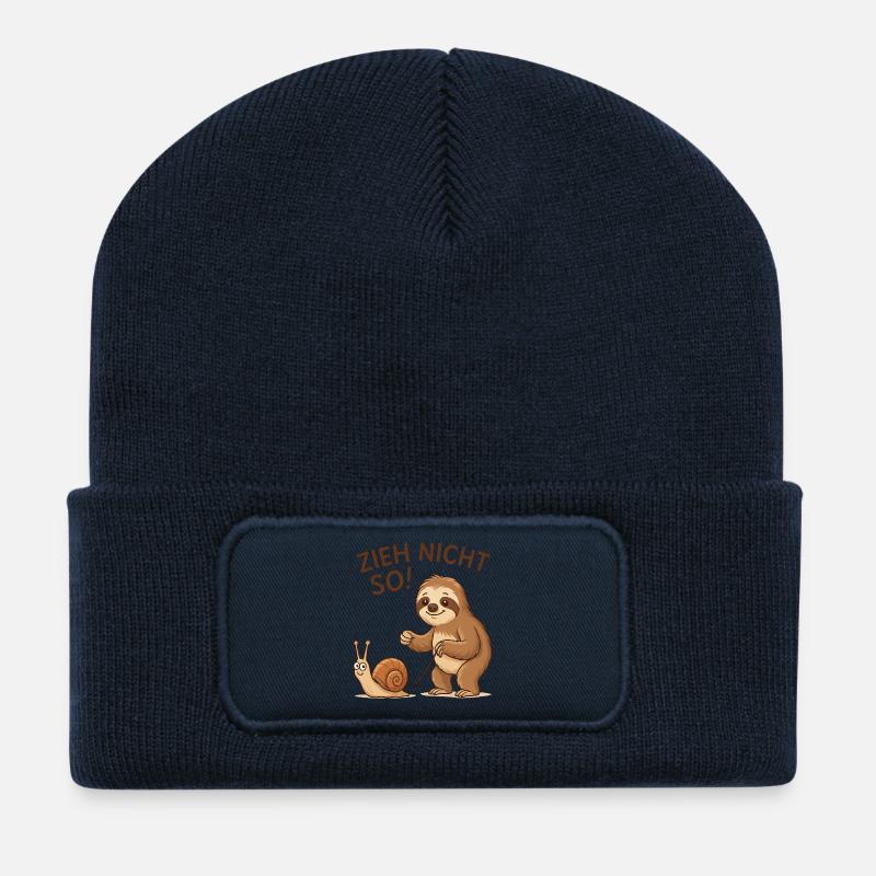 Zieh Nicht So! Faultier Schnecke - Recycelte Patch Beanie - French Navy