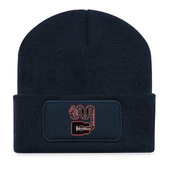 Neon-Umriss-Abstrakte Gitarre - Recycelte Patch Beanie - French Navy - Vorne
