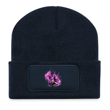 E-Gitarre Gitarre Gitarrist Musik Instrument Rock - Recycelte Patch Beanie - French Navy - Vorne