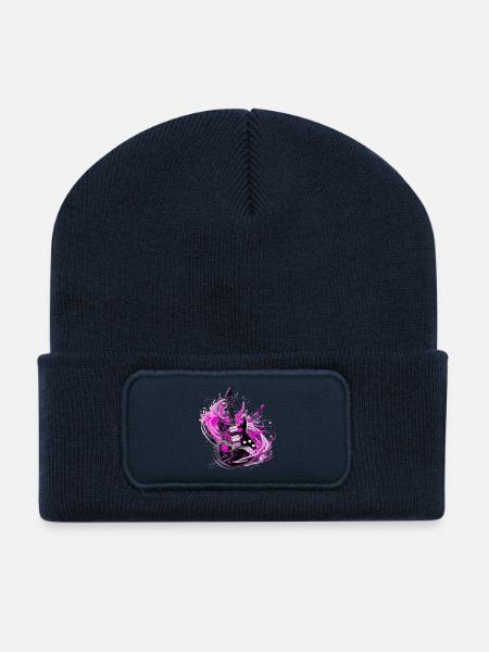 E-Gitarre Gitarre Gitarrist Musik Instrument Rock - Recycelte Patch Beanie - French Navy