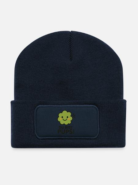péter - Beanie recyclé à patch - bleu marine