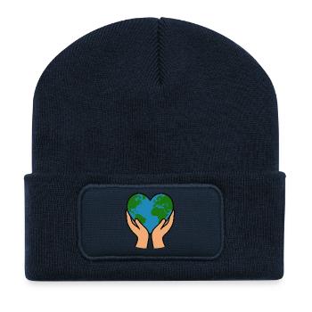 Dame Nature - Beanie recyclé à patch - bleu marine - Devant