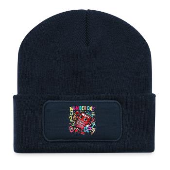 Nummerntag 2026: Verspielter Taschenrechner - Recycelte Patch Beanie - French Navy - Vorne
