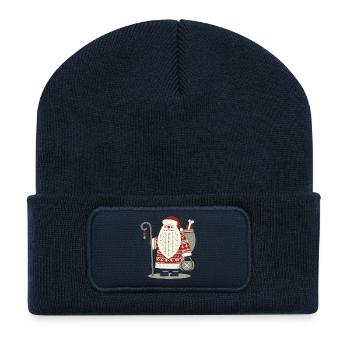 Nordic wool Christmas Santa Claus - Recycled Patch Beanie - french navy - Front