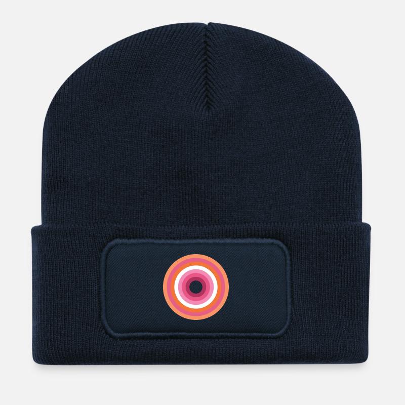 Palette Concentric Ring Lesbienne LGBTQ - Beanie recyclé à patch - bleu marine