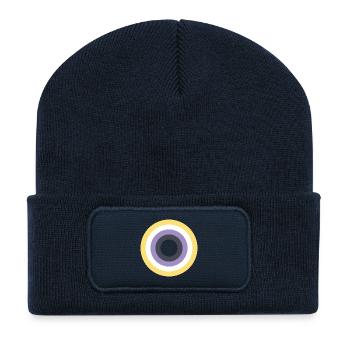 Konzentrische Ringpalette LGBTQ Non-Binär - Recycelte Patch Beanie - French Navy - Vorne