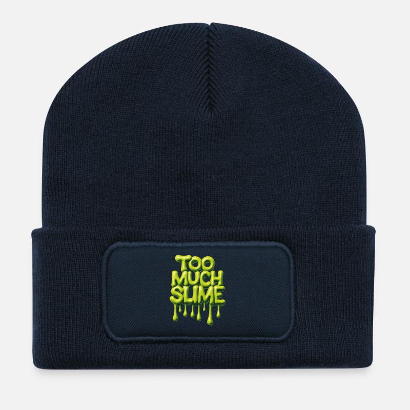Too Much Slime – Frecher Slime Spruch - Recycelte Patch Beanie - French Navy