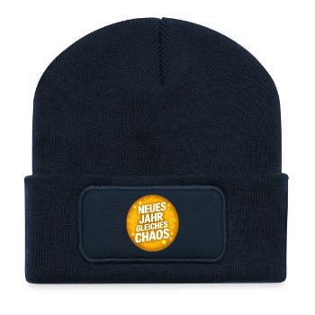 Neues Jahr gleiches Chaos - Recycelte Patch Beanie - French Navy - Vorne