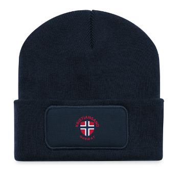 Kristiansand-Norwegen-Schildemblem - Recycelte Patch Beanie - French Navy - Vorne