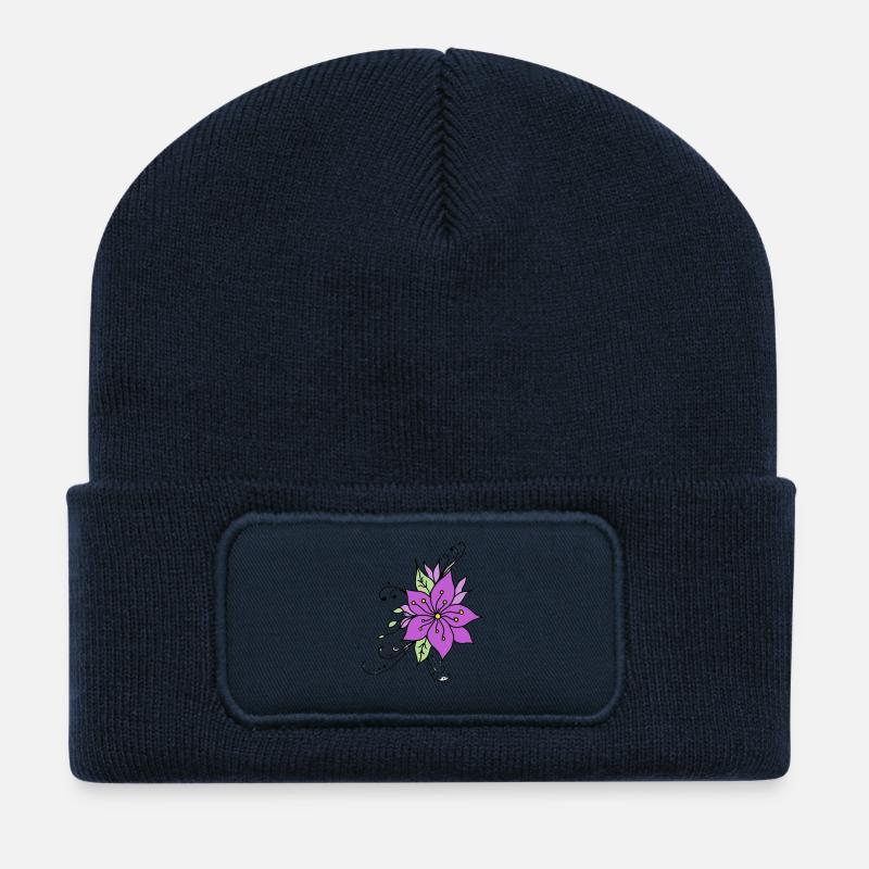 Hibiskusblüte - Recycelte Patch Beanie - French Navy