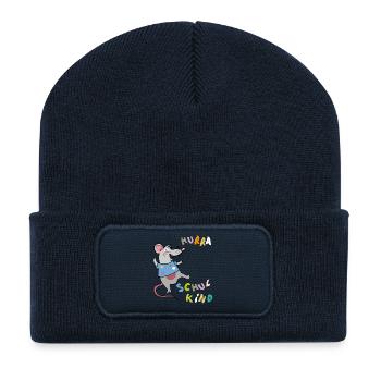 Hooray Schoolchild Mouse - Recycled Patch Beanie - french navy - Front