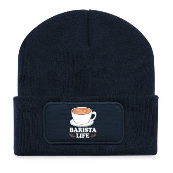 Kaffee Koffein Barista Espresso - Recycelte Patch Beanie - French Navy - Vorne