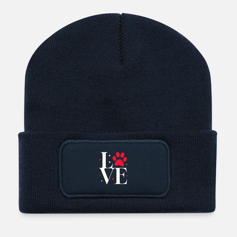 Liebe mit Pfotenabdruck - Recycelte Patch Beanie - French Navy