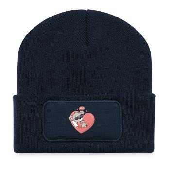 Koala Herz Liebeslounge - Recycelte Patch Beanie - French Navy - Vorne