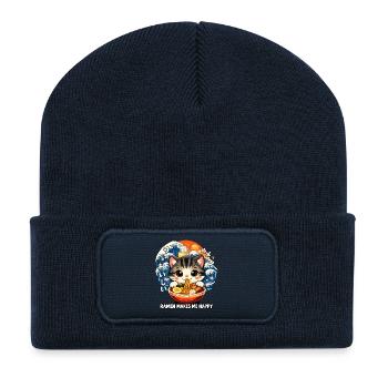 Katzen Ramen Nudel Japaner Anime Manga - Recycelte Patch Beanie - French Navy - Vorne