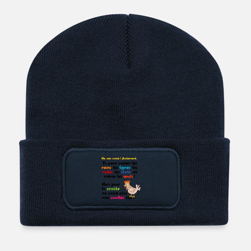 He_nez_casse_tu_peux_casser_les_lignes_les_reins - Beanie recyclé à patch - bleu marine