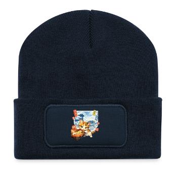 Chats Ramen Nouilles Anime japonais Manga Kawaii - Beanie recyclé à patch - bleu marine - Devant