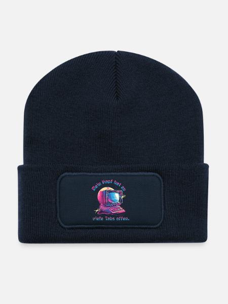 Vintage Computer Neon Tabs Offen - Recycelte Patch Beanie - French Navy