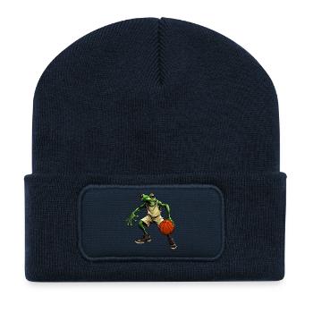 Frogs Basketball Player / Basketball Frog - Recycled Patch Beanie - french navy - Front