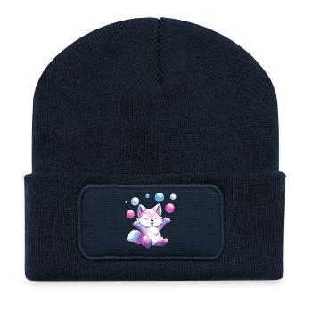 Pastel Fox Balloon Festival - Recycled Patch Beanie - french navy - Front