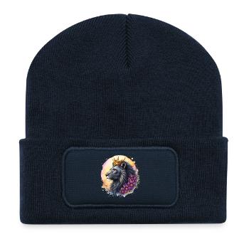 Lion royal avec couronne florale - Beanie recyclé à patch - bleu marine - Devant