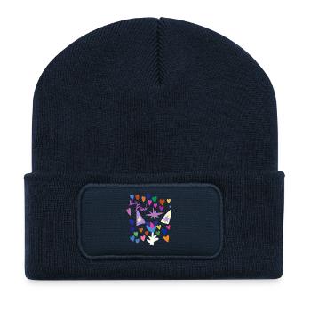 Colorful Hearts and Wand Whimsy - Recycled Patch Beanie - french navy - Front