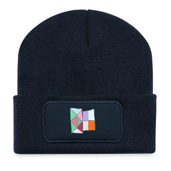 Geometrisches Quiltblock-Mosaik - Recycelte Patch Beanie - French Navy - Vorne