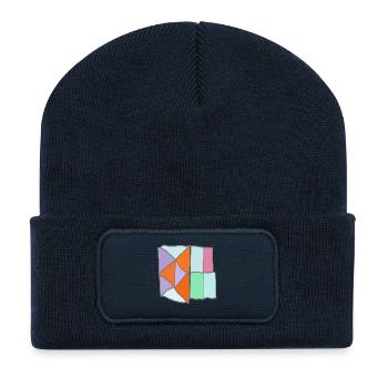 Geometric Patchwork Mosaic - Recycled Patch Beanie - french navy - Front
